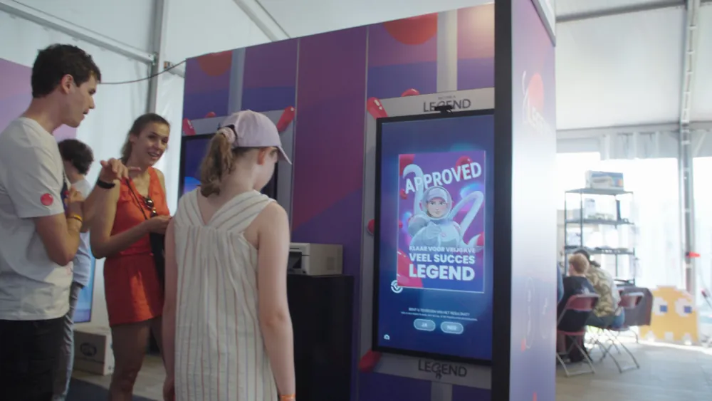 A visitor at the Celfie Scanner kiosk